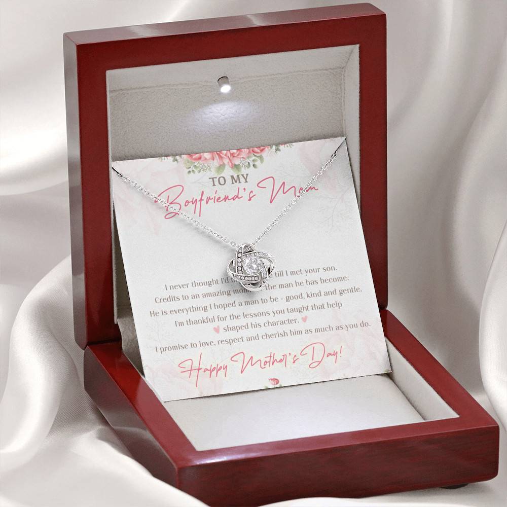 To My Boyfriend's Mom I Never Thought I'd Find The One Till I Met Your Son Love Knot Necklace