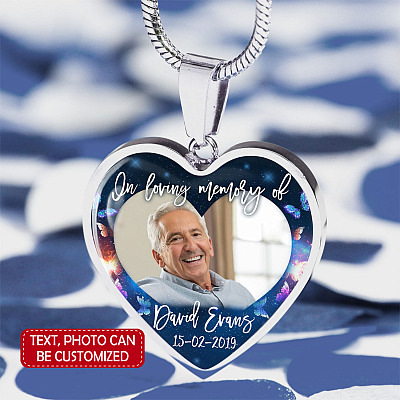 Personalized Photo In Loving Memory Of Custom Name Heart Pendant Necklace - Memorial Gift Jewelry