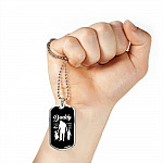 Daddy Son's First Hero and Daughter's First Love Father's Day Dog Tag Pendant Necklace