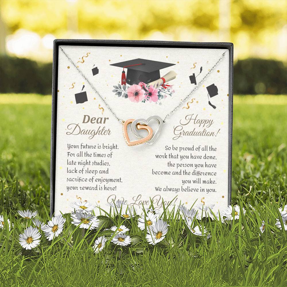 Graduation Dear Daughter Your Future Is Bright For All The Times Senior Interlocking Hearts Pendant Necklace
