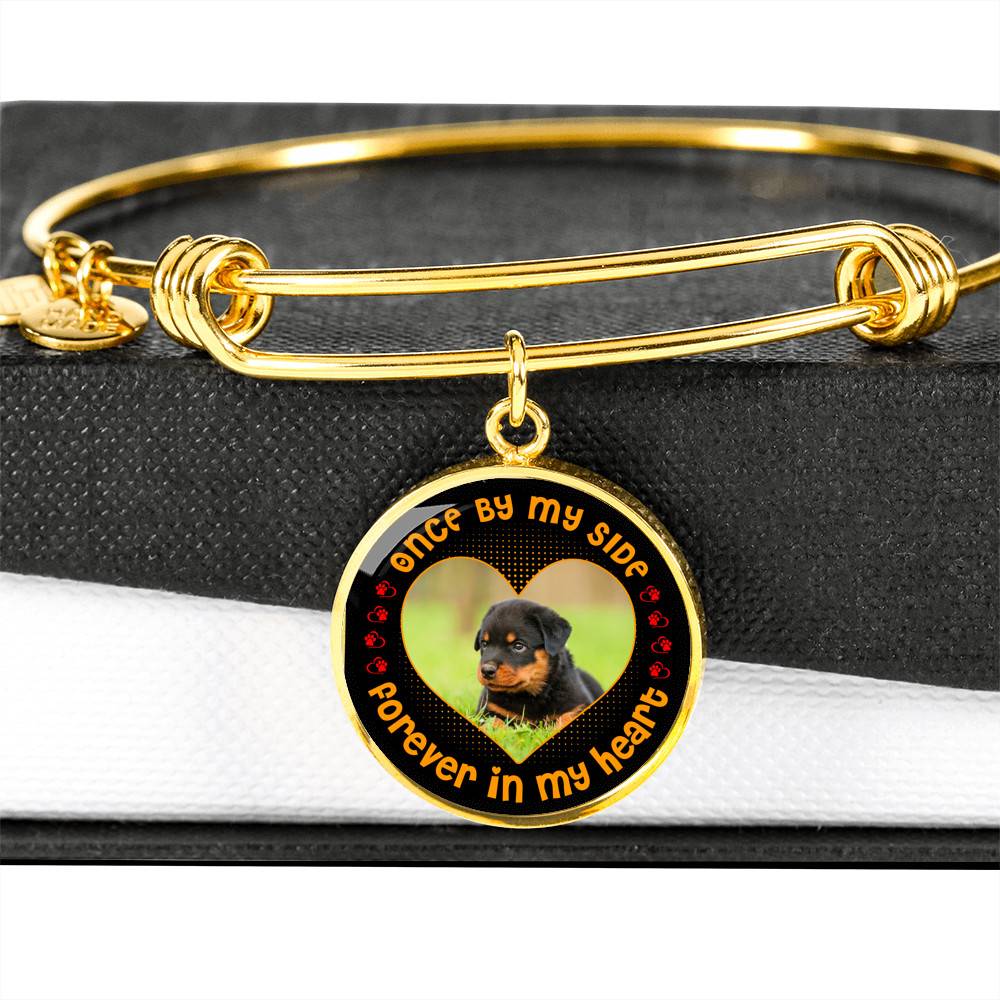 Personalized Photo Once by My Side Forever in My Heart Pet Owner Gifts Circle Pendant Necklace - Bangle