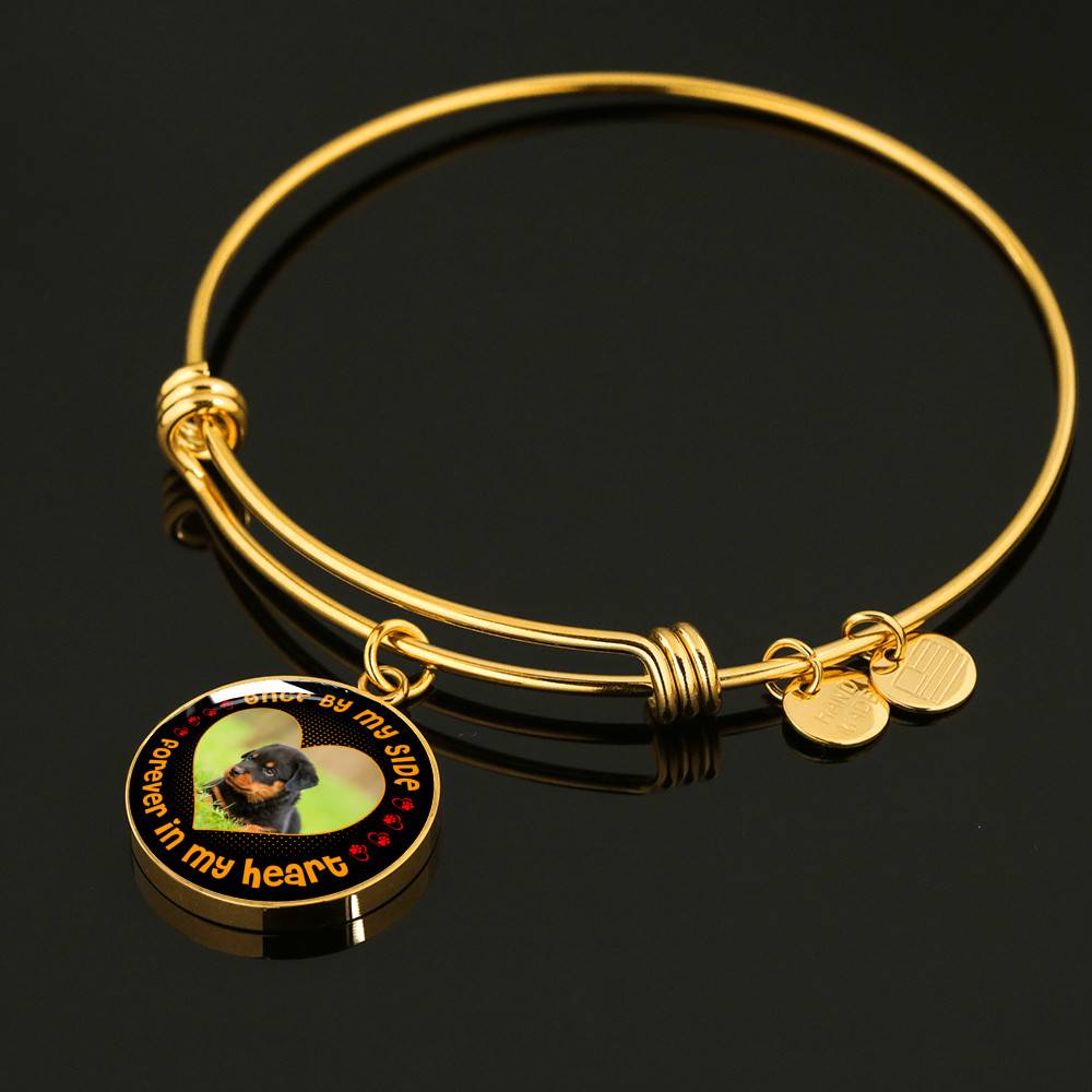 Personalized Photo Once by My Side Forever in My Heart Pet Owner Gifts Circle Pendant Necklace - Bangle