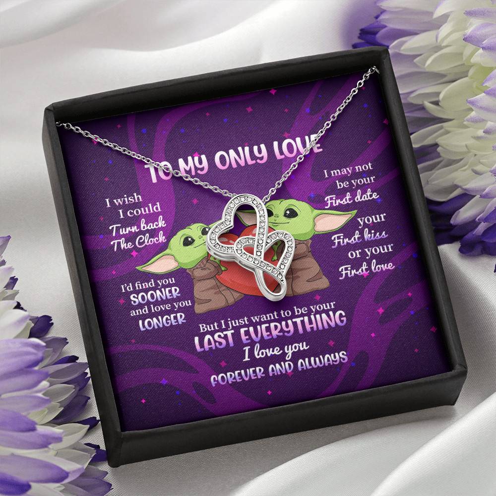 Yoda To My Only Love I Wish I Could Turn Back the Clock I Love You Forever and Always Double Hearts Necklace