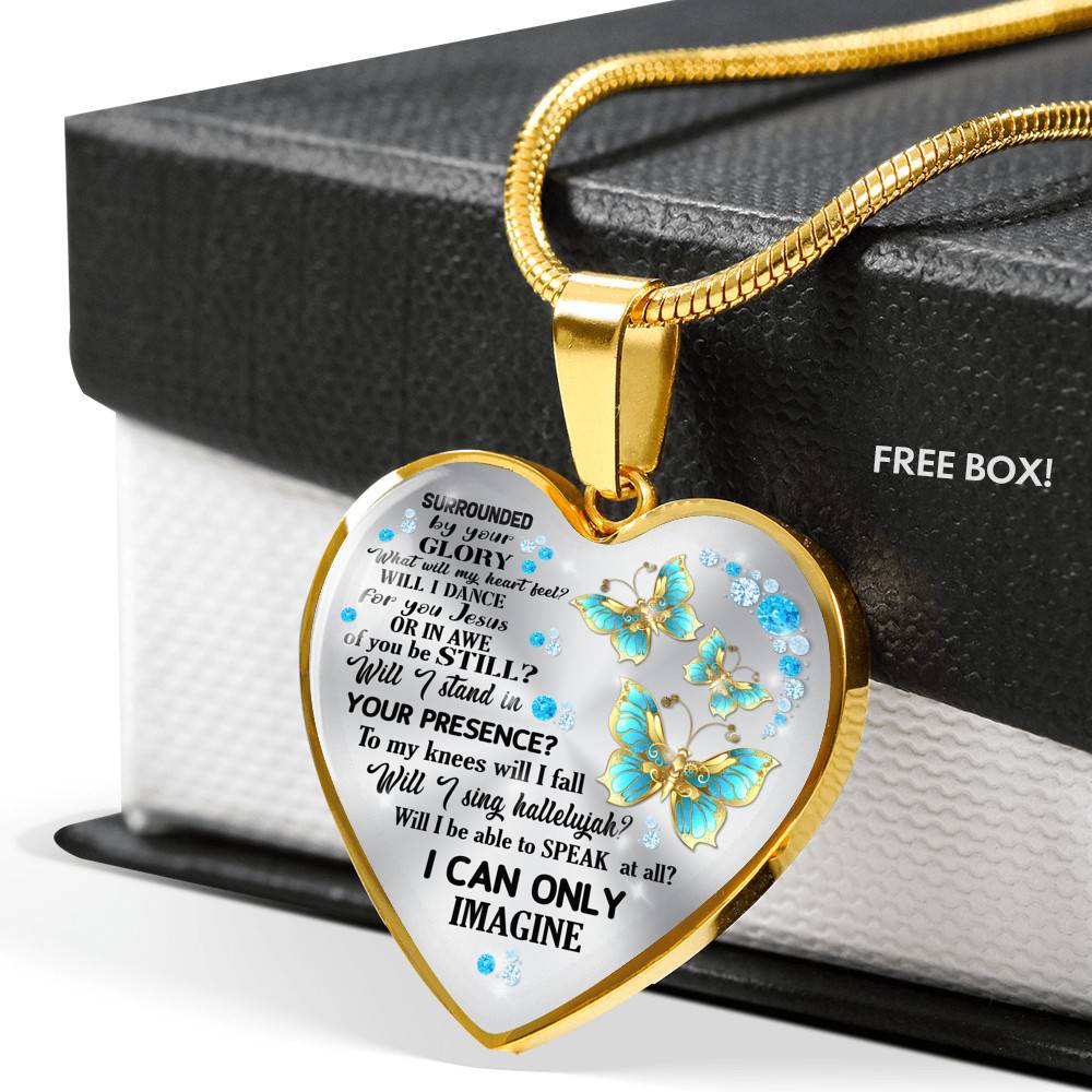 Butterfly Surrounded by Your Glory What Will My Heart Feel Will I Dance for You Jesus Heart Pendant Necklace