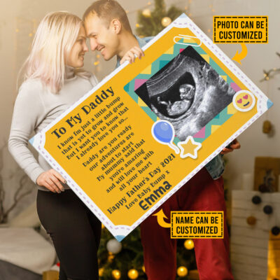 Alternative view of Personalized Photo To My Daddy I Know I'm Just A Little Bump Happy Father's Day Canvas Prints - Unframed Poster