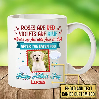 Alternative view of Personalized Photo Roses Are Red You're My Favorite Face To Lick Ceramic Coffee Mug - Beer Stein - Water Bottle
