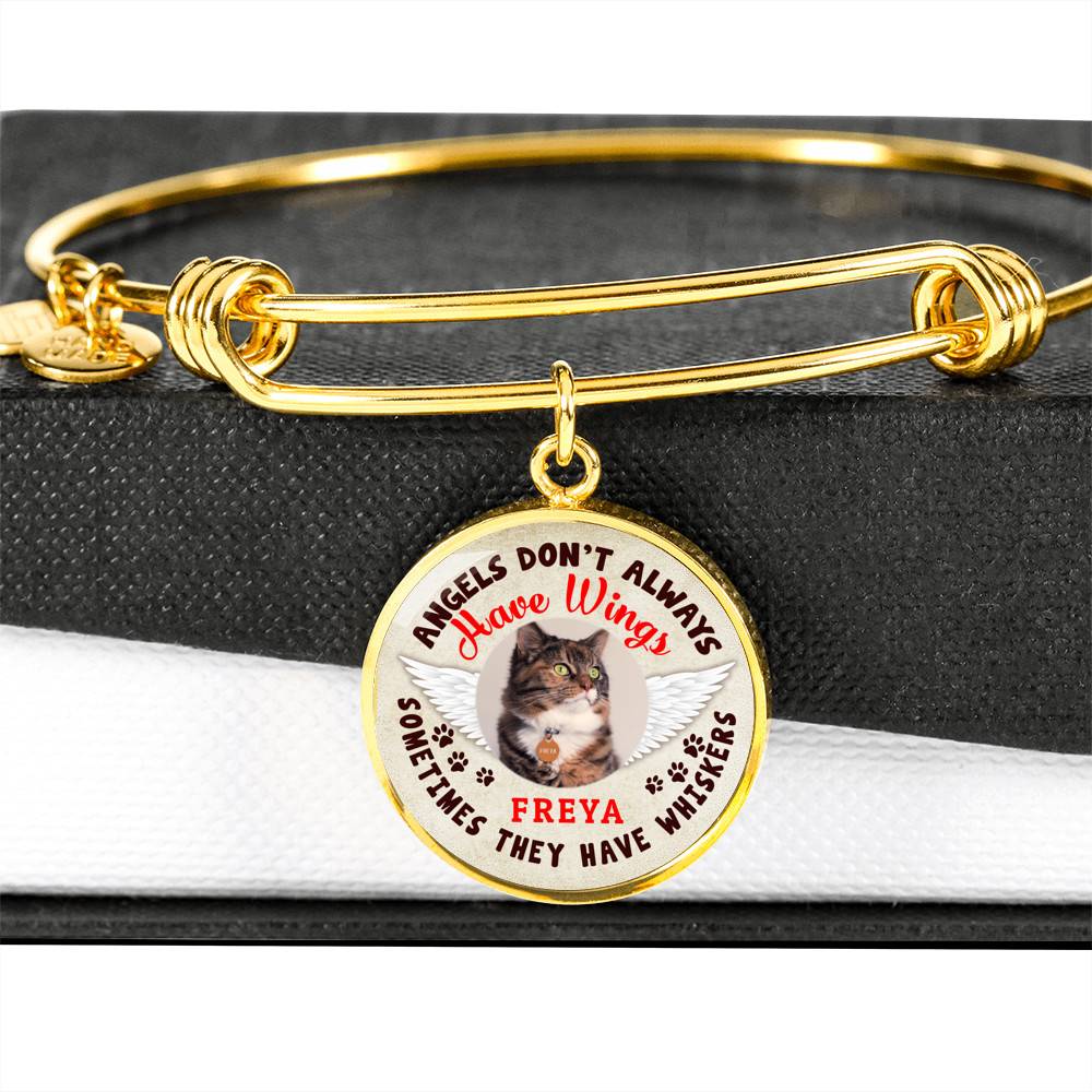 Personalized Photo Angels Don't Always Have Wings Sometimes They Have Whiskers Circle Pendant Necklace