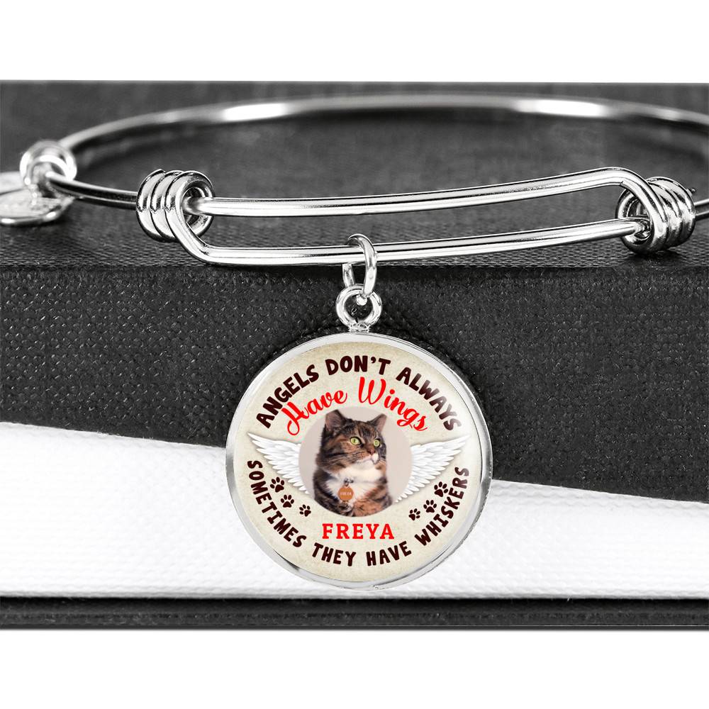 Personalized Photo Angels Don't Always Have Wings Sometimes They Have Whiskers Circle Pendant Necklace