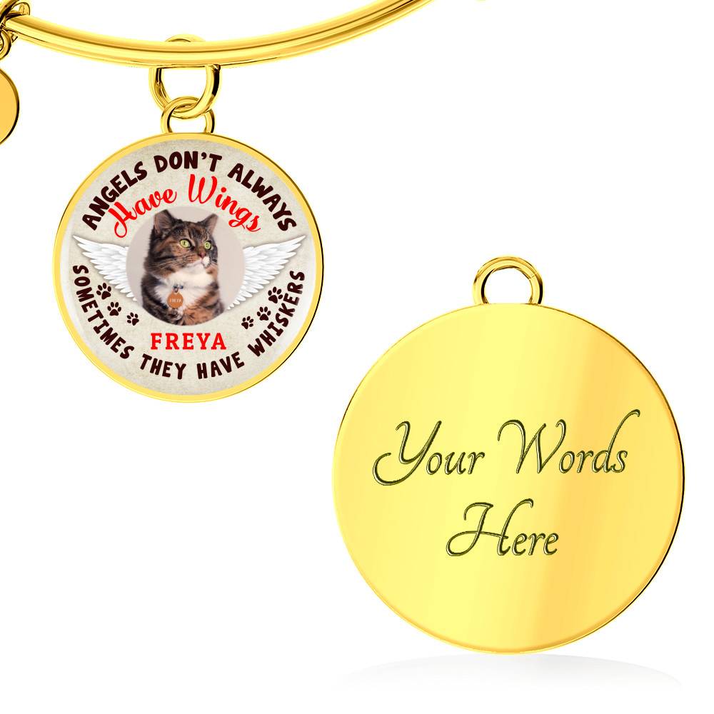 Personalized Photo Angels Don't Always Have Wings Sometimes They Have Whiskers Circle Pendant Necklace