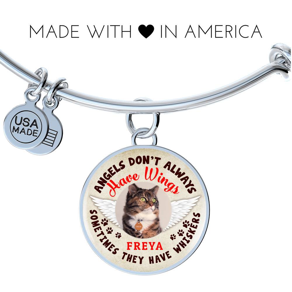 Personalized Photo Angels Don't Always Have Wings Sometimes They Have Whiskers Circle Pendant Necklace