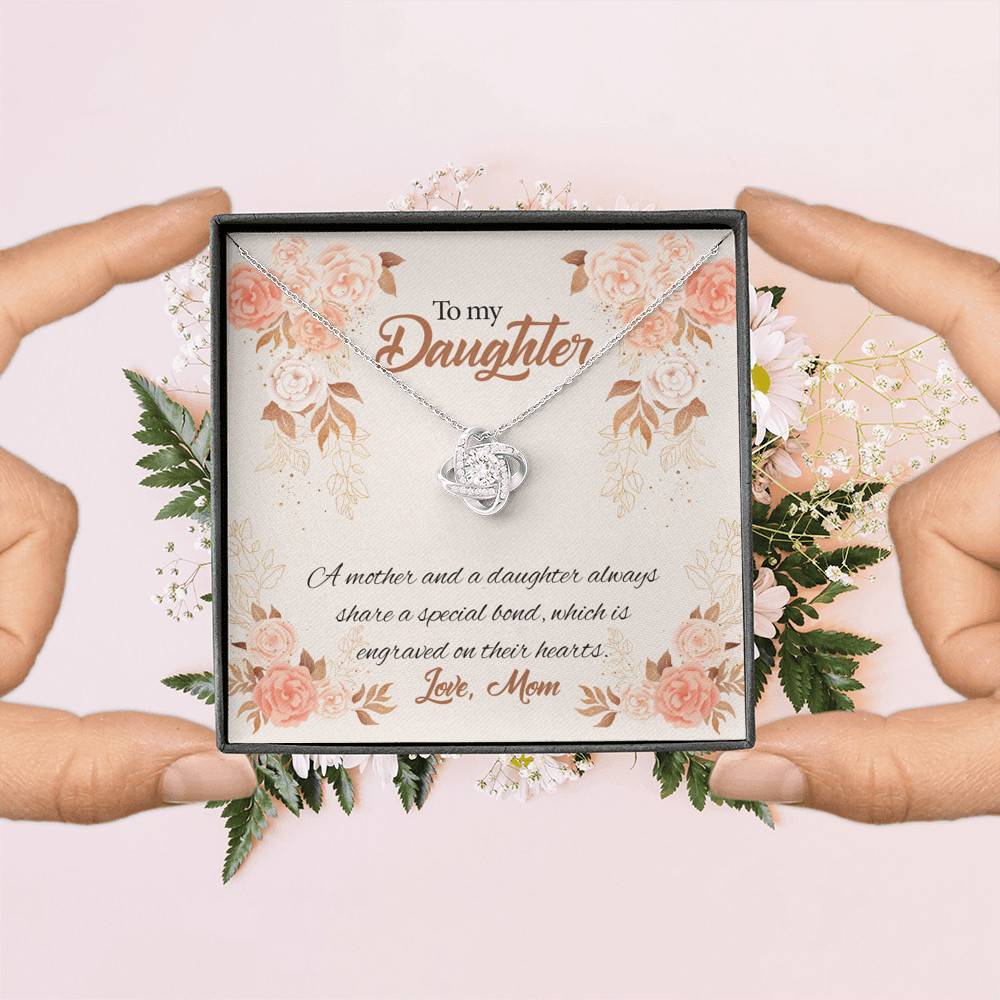 Mom to My Daughter a Mother and A Daughter Always Share a Special Bond Love Knot Pendant Necklace
