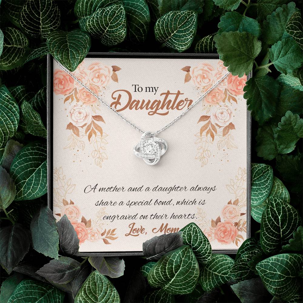Mom to My Daughter a Mother and A Daughter Always Share a Special Bond Love Knot Pendant Necklace