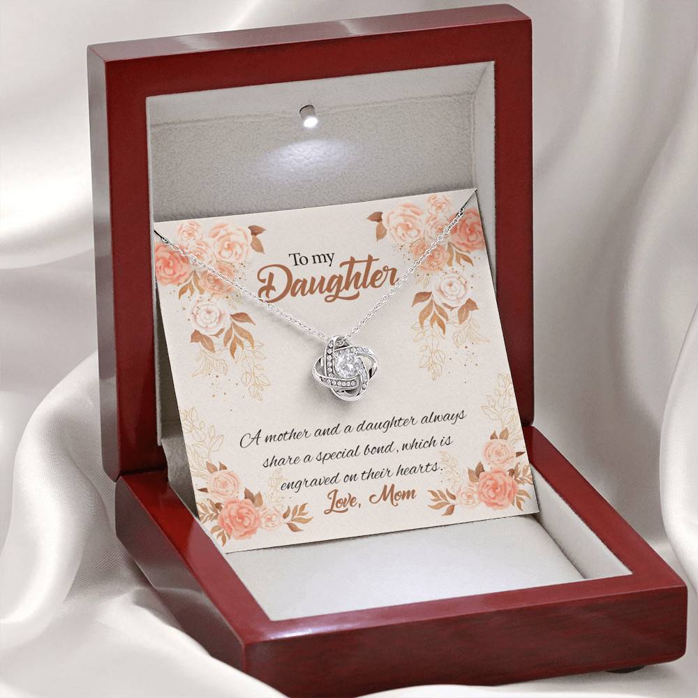 Mom to My Daughter a Mother and A Daughter Always Share a Special Bond Love Knot Pendant Necklace