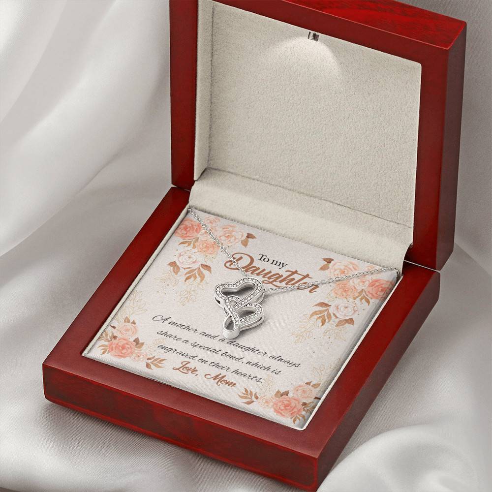 Mom to My Daughter a Mother and A Daughter Always Share a Special Bond Double Hearts Pendant Necklace Mom to My Daughter a Mother and A Daughter Always Share a Special Bond Double Hearts Pendant Necklace
