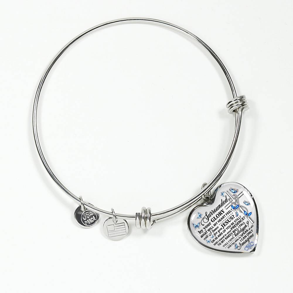 Surrounded By Your Glory What Will My Heart Feel Will I Dance For You Jesus Butterfly Heart Pendant Necklace - Bangle