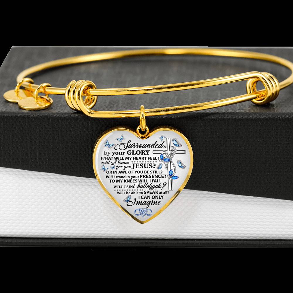 Surrounded By Your Glory What Will My Heart Feel Will I Dance For You Jesus Butterfly Heart Pendant Necklace - Bangle