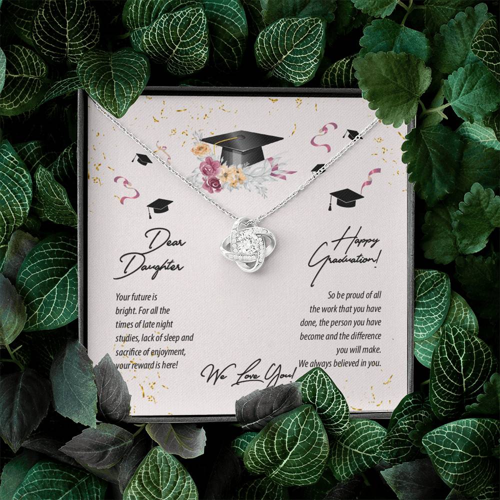 Dear Daughter Happy Graduation We Love You Love Knot Pendant Necklaces - Graduation Day Gift For Her