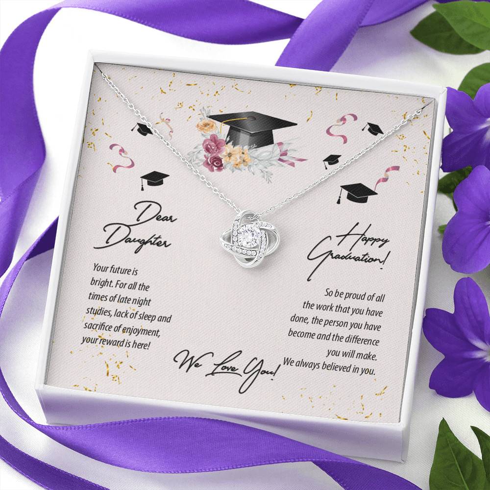 Dear Daughter Happy Graduation We Love You Love Knot Pendant Necklaces - Graduation Day Gift For Her
