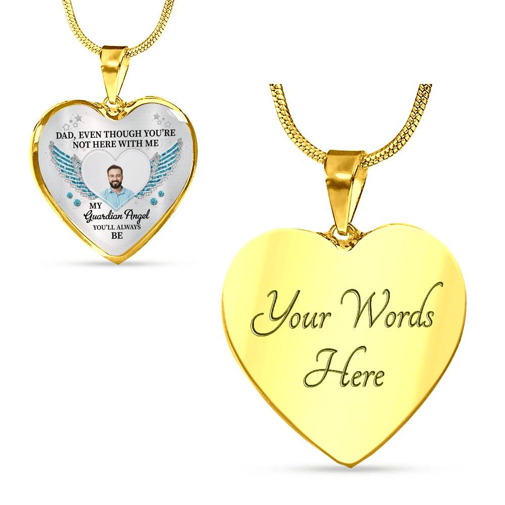 090621-060543-CubeBik-Image-980 Personalized Photo Dad Even Though You're Not Here With Me My Guardian Angel Heart Pendant Necklace