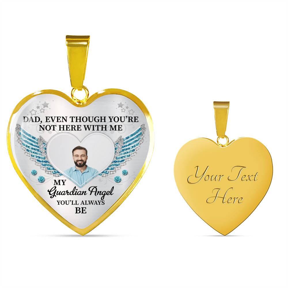 090621-060605-CubeBik-Image-558 Personalized Photo Dad Even Though You're Not Here With Me My Guardian Angel Heart Pendant Necklace