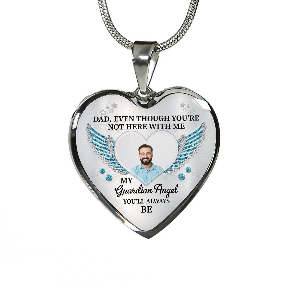 090621-060618-CubeBik-Image-817 Personalized Photo Dad Even Though You're Not Here With Me My Guardian Angel Heart Pendant Necklace