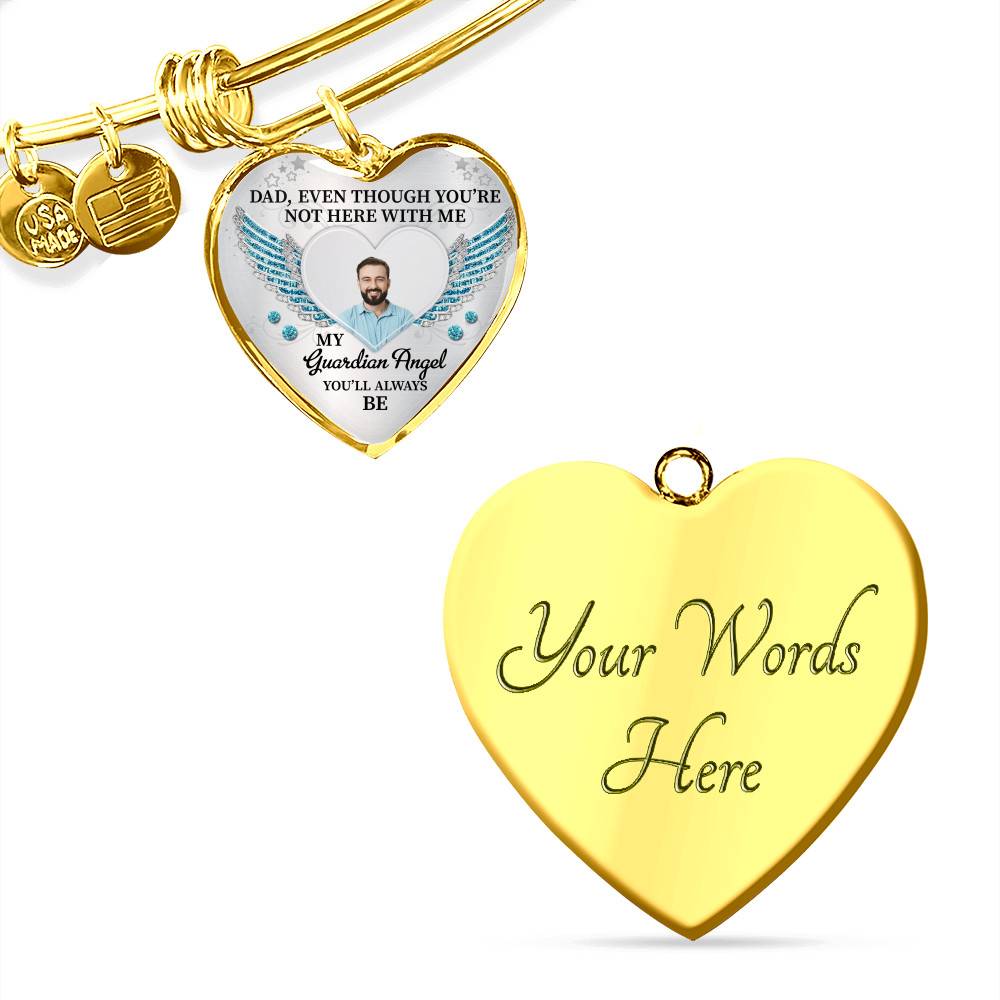 090621-060630-CubeBik-Image-681 Personalized Photo Dad Even Though You're Not Here With Me My Guardian Angel Heart Pendant Necklace