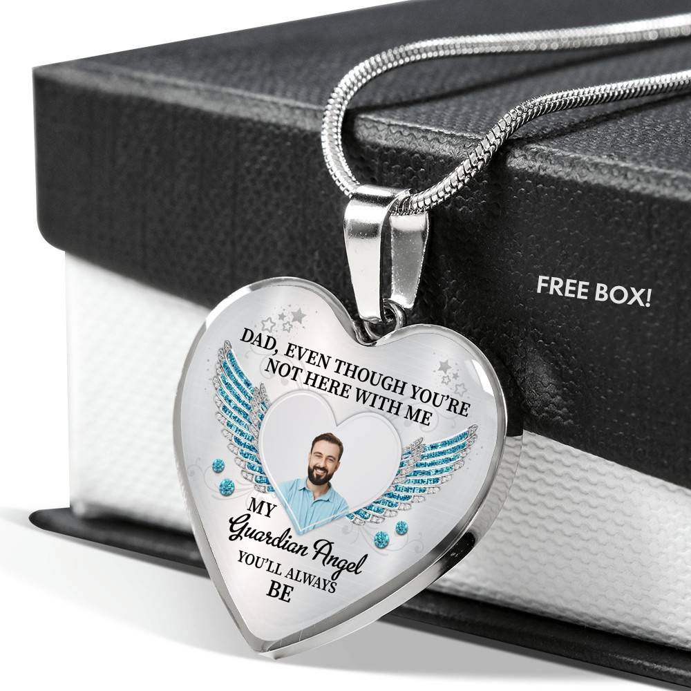 090621-060926-CubeBik-Image-696 Personalized Photo Dad Even Though You're Not Here With Me My Guardian Angel Heart Pendant Necklace