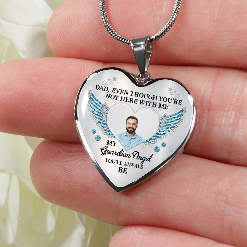 090621-061000-CubeBik-Image-804 Personalized Photo Dad Even Though You're Not Here With Me My Guardian Angel Heart Pendant Necklace