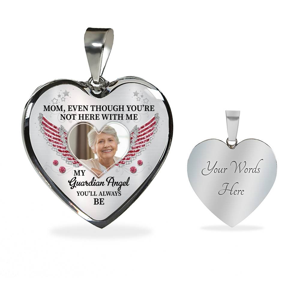 090621-062342-CubeBik-Image-821 Personalized Photo Mom Even Though You're Not Here With Me My Guardian Angel Heart Pendant Necklace