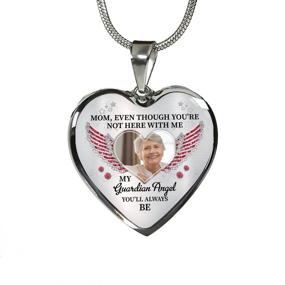 090621-062408-CubeBik-Image-577 Personalized Photo Mom Even Though You're Not Here With Me My Guardian Angel Heart Pendant Necklace