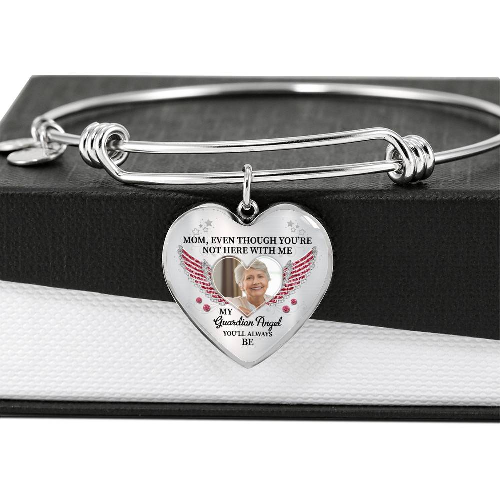 090621-062422-CubeBik-Image-819 Personalized Photo Mom Even Though You're Not Here With Me My Guardian Angel Heart Pendant Necklace