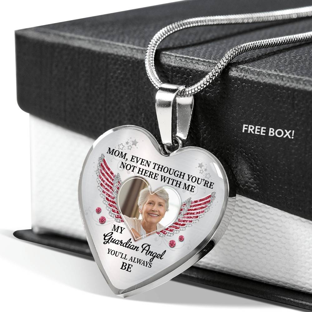 090621-062437-CubeBik-Image-685 Personalized Photo Mom Even Though You're Not Here With Me My Guardian Angel Heart Pendant Necklace