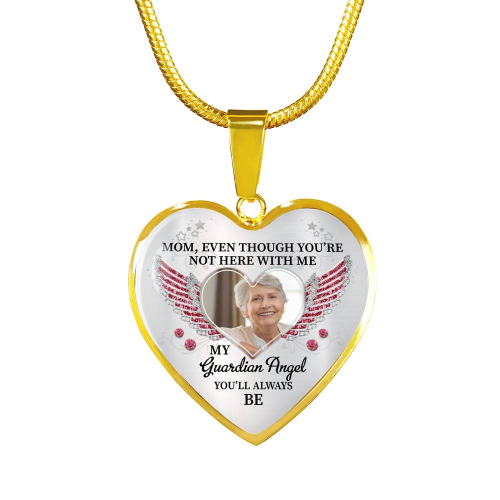 090621-062442-CubeBik-Image-843 Personalized Photo Mom Even Though You're Not Here With Me My Guardian Angel Heart Pendant Necklace
