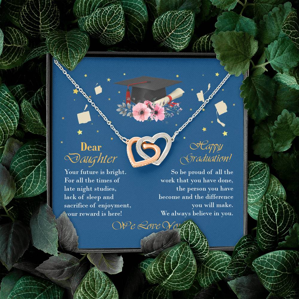Graduation Dear Daughter Your Future Is Bright for All the Times of Late Night Interlocking Hearts Pendant Necklace