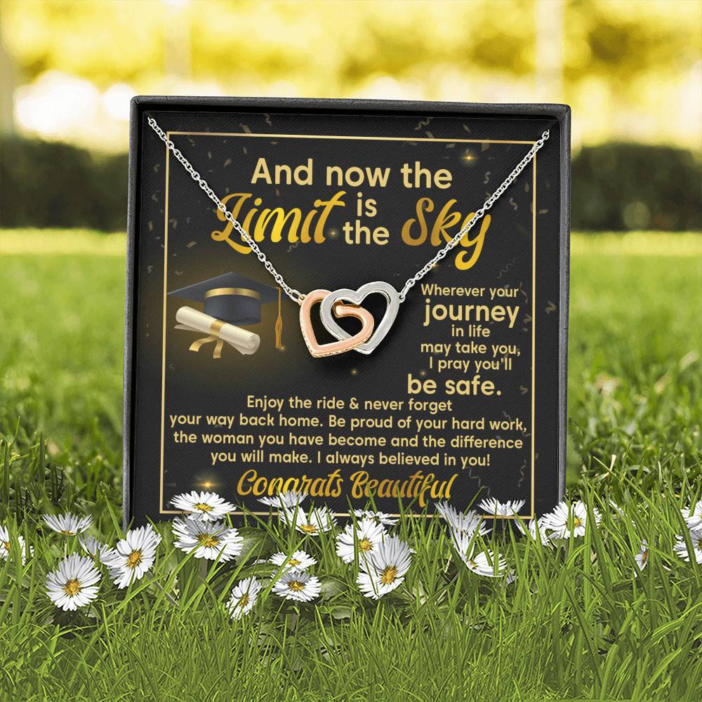 Graduation And Now The Limit Is The Sky I Always Believed In You Congrats Beautiful Interlocking Hearts Pendant Necklace