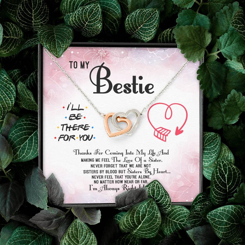 To My Bestie Thanks For Coming Into My Life And Making Me Feel The Love Of A Sister Interlocking Hearts Pendant Necklace
