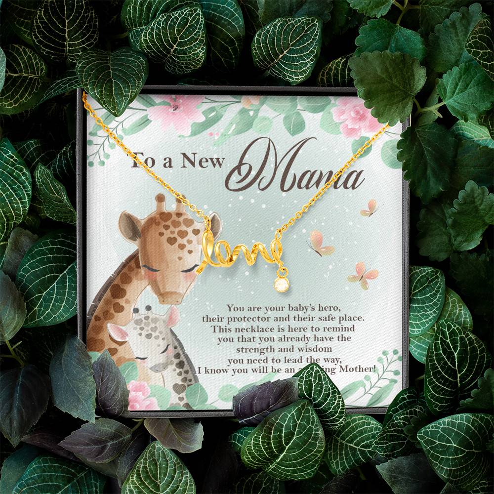To A New Mama You're Your Baby's Hero I Know You Will An Amazing Mother Scripted Love Pendant Necklace