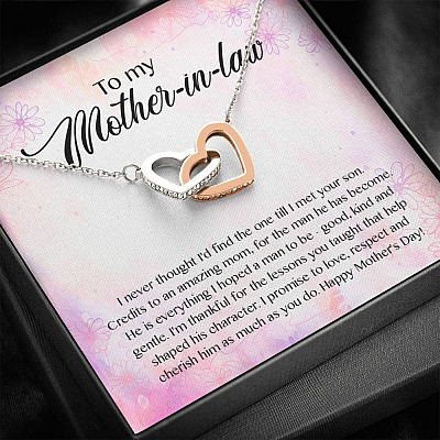 To My Mother-In-Law I Never Thought I'd Find The One Till I Met Your Son Interlocking Hearts Pendant Necklace