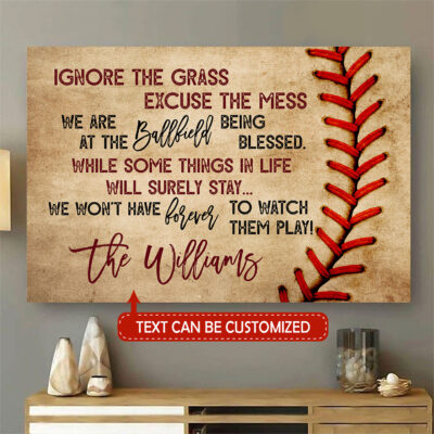 Personalized Ignore The Grass Excuse The Mess We Are At The Ballfield Baseball Canvas Prints - Unframed Poster