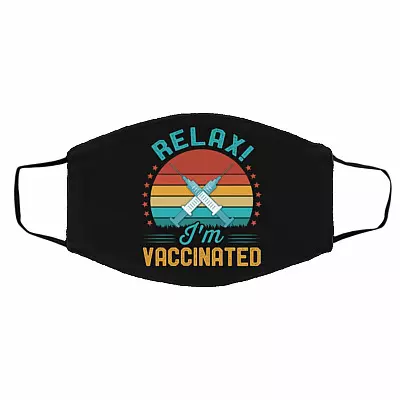Vaccinated Mask, Black, Cloth Face Cover – Medium/Large
