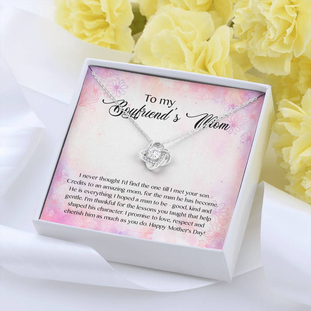 To My Boyfriend's Mom I Never Thought I'd Find The One Till I Met Your Son Love Knot Pendant Necklace