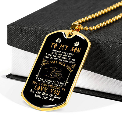 Viking Dad To My Son Wherever Your Journey In Life May Take You Dad And Son Dog Tag Pendant Necklace