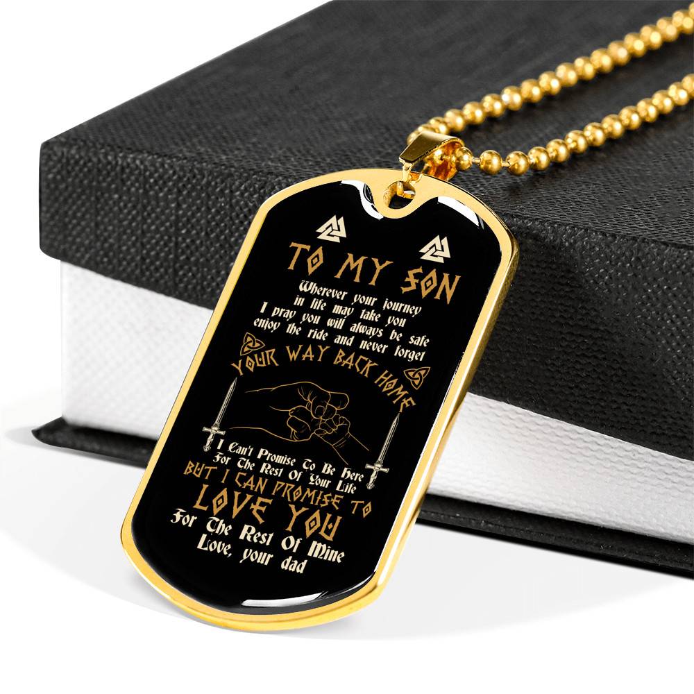 Viking Dad To My Son Wherever Your Journey In Life May Take You Dad And Son Dog Tag Pendant Necklace