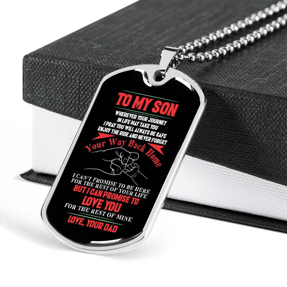 Dad To My Son Wherever Your Journey In Life May Take You Dad And Son Dog Tag Pendant Necklace Dad To My Son Wherever Your Journey In Life May Take You Dad And Son Dog Tag Pendant Necklace