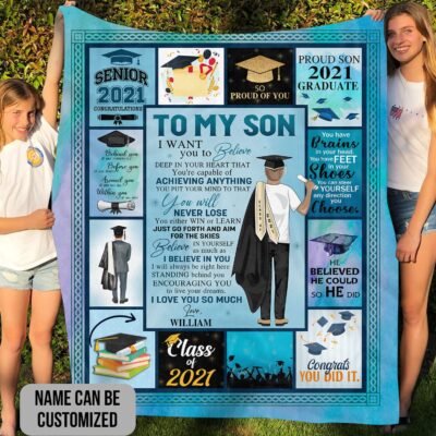 Alternative view of Personalized Graduation To My Son Senior 2021 I Want You To Believe Class Of 2021 Fleece - Mink Sherpa Blanket