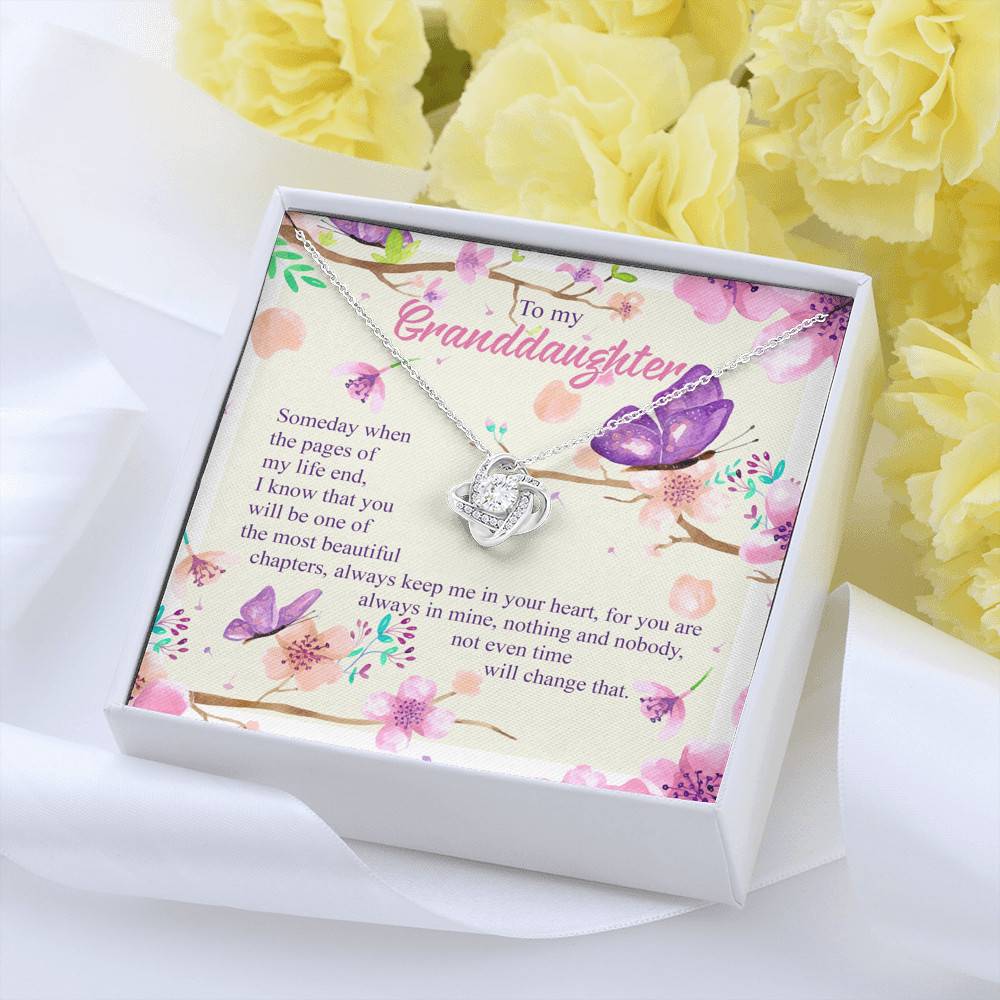 To My Granddaughter Someday When The Pages Of My Life End Love Knot Necklace