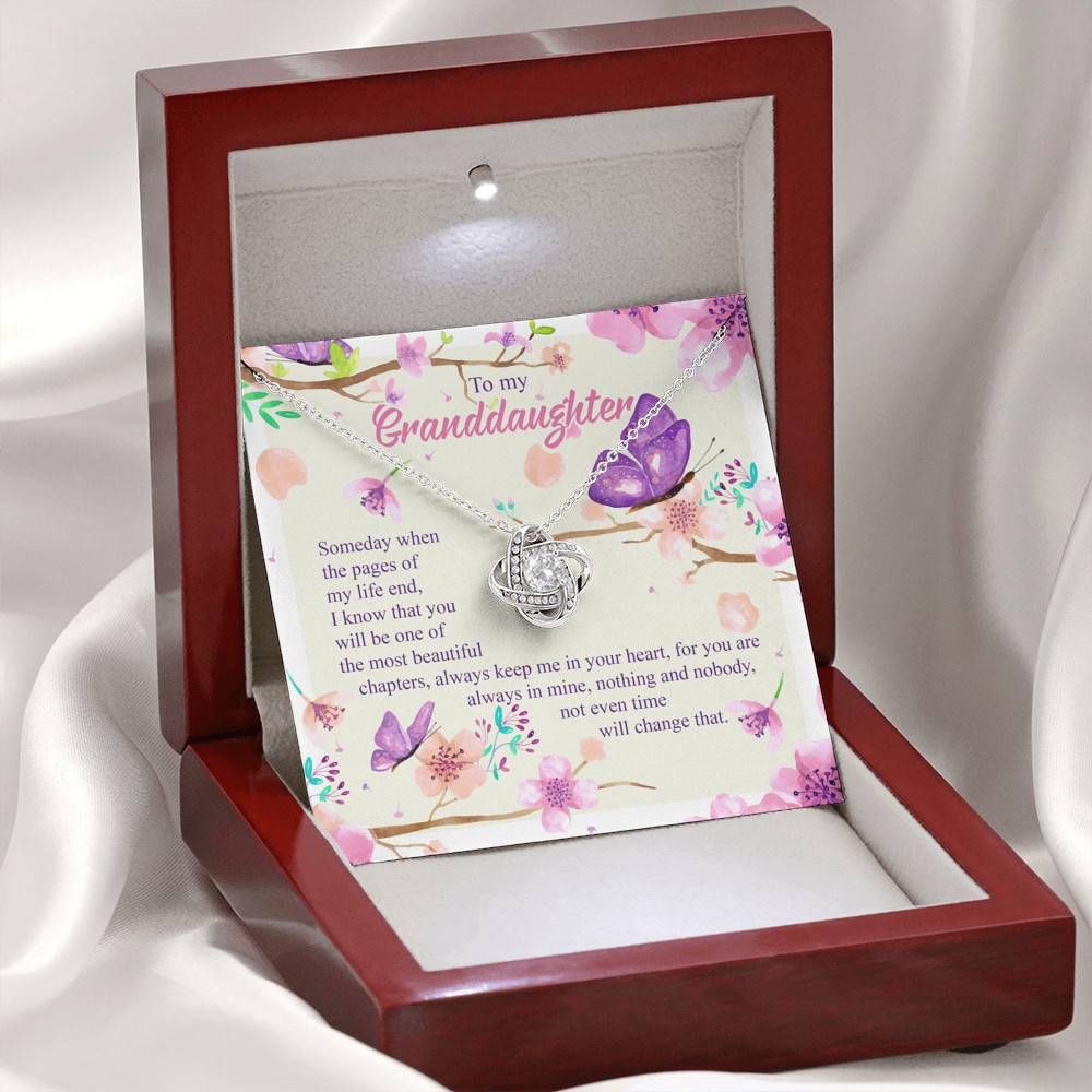 To My Granddaughter Someday When The Pages Of My Life End Love Knot Necklace