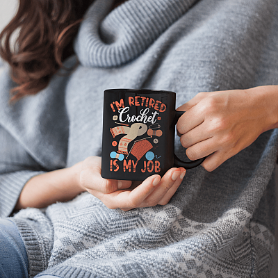 Alternative view of Funny Retirement Gift I'm Retired Crochet Is My Job Coffee Mug - Beer Stein - Color Changing Mug