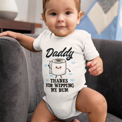 Alternative view of Funny Father's Day Gift Dear Dad Thanks for Wiping My Bum Baby Onesie - Toddler Baby Infant Bodysuit