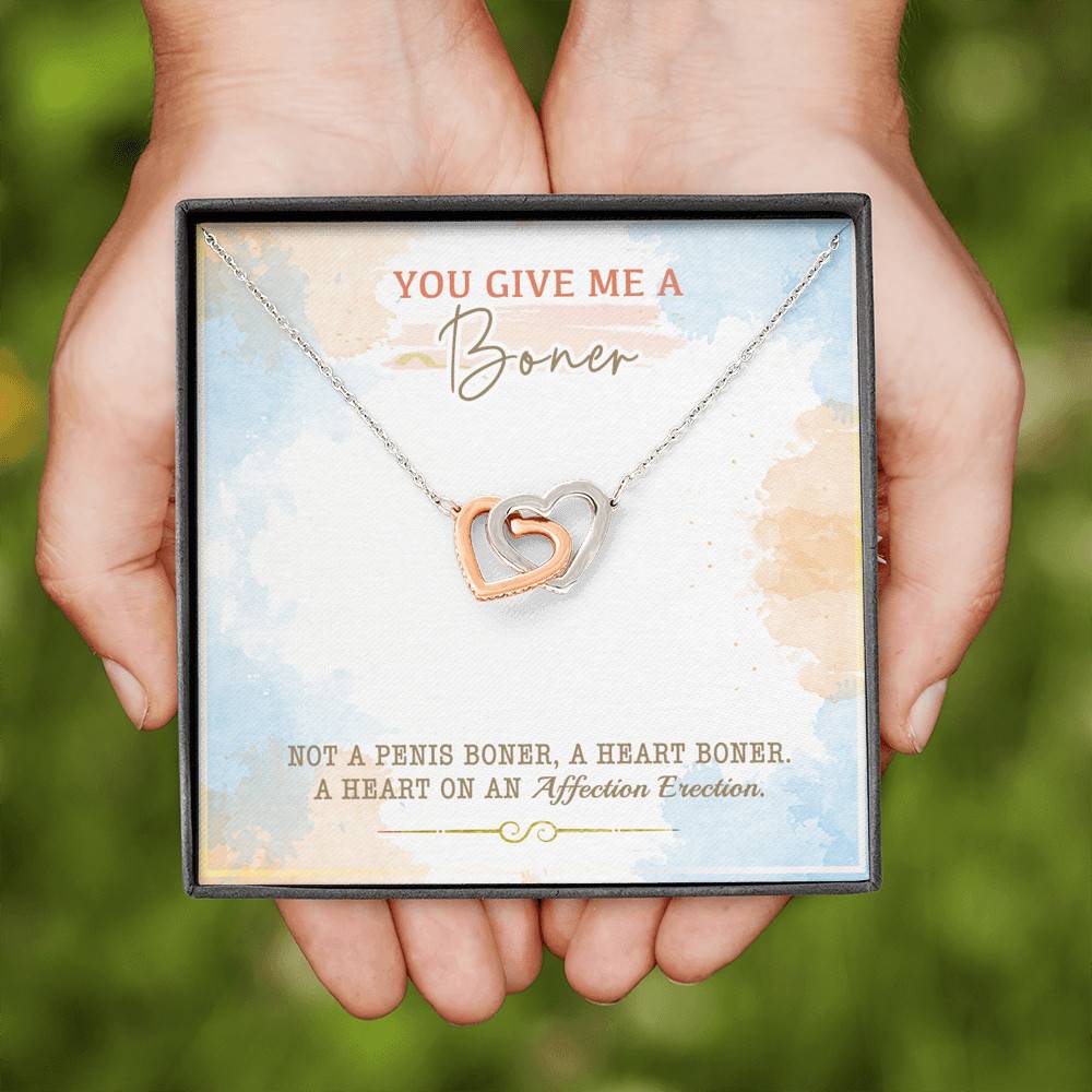 You Give Me A Boner Not A Penis Boner A Heart Boner A Heart On Funny Girlfriend Interlocking Hearts Pendant Necklace You Give Me A Boner Not A Penis Boner A Heart Boner A Heart On Funny Girlfriend Interlocking Hearts Pendant Necklace